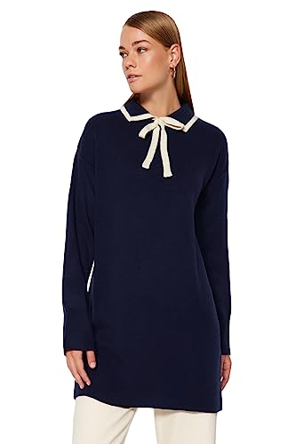 TRENDYOL Damen Sweater-Navy Blue-Regular Fit Pullover, M von TRENDYOL