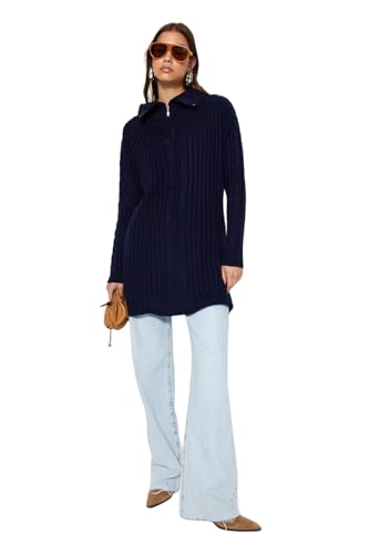 TRENDYOL Damen Sweater-Navy Blue-Regular Fit Pullover, M von TRENDYOL