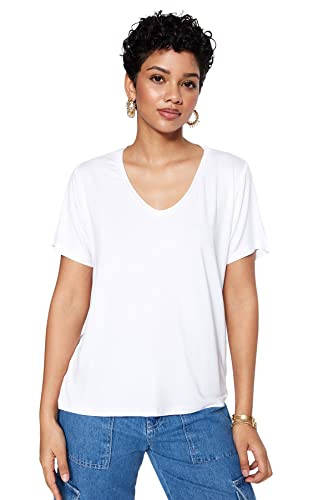 Trendyol Damen T-Shirt – Weiß – Regular Hemd, Large von TRENDYOL