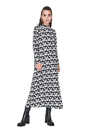 Trendyol Damen Figurbetont Bodycon Asymmetrischer Kragen Gestrickt Kleid, Schwarz, 36 von TRENDYOL