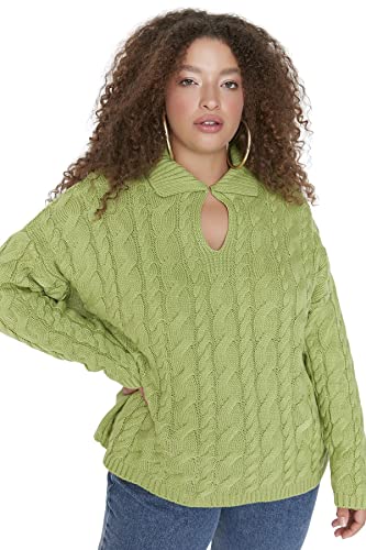 TRENDYOL Damen Tbbaw23an00047/Yeşil Sweatshirt, Grün, XL Größen von TRENDYOL