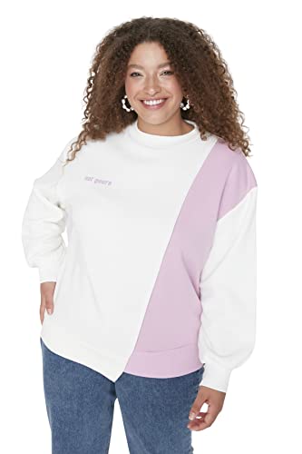 TRENDYOL Damen Tbbaw23ao0007/Beyaz Sweatshirt, Weiß, 5XL Große Größen EU von TRENDYOL