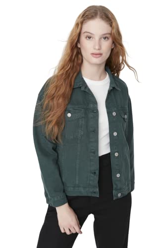 TRENDYOL Damen Trendyol Almindelig almindelig denimjakke til kvinder Coat, Grün, M EU von TRENDYOL