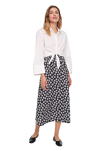 TRENDYOL Damen Trendyol Damen Basic Maxi A-linie Regular Knit Modest Skirt Rock, Schwarz-weiß-mehrfarbig, XL EU von TRENDYOL