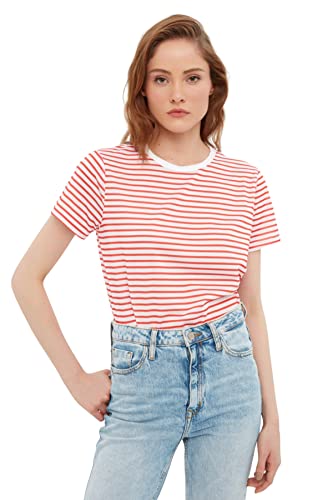 TRENDYOL Damen Trendyol Damen Basic Regular Standard Rundhals Knit T-shirt Hemd, Rot, S EU von TRENDYOL