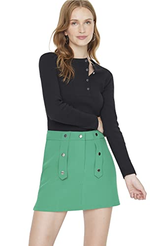 TRENDYOL Damen Trendyol Damen Basics Mini Bodycone A-linie Webstoff Rock Skirt, Grün, 38 EU von TRENDYOL