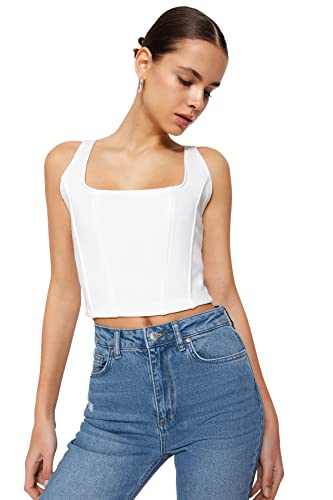 TRENDYOL Damen Trendyol Damen Camisole mit Quadratischem Kragen Hemd, Ecru, L EU von TRENDYOL