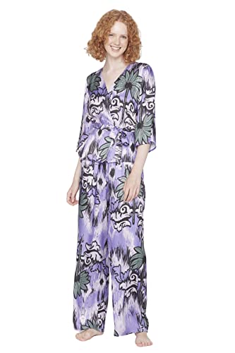 TRENDYOL Damen Trendyol Damen Geblümt mit Gürtel Mitte Webstoff Hemd-hose Pyjama Pajama Set, Mehrfarbig, 36 EU von TRENDYOL