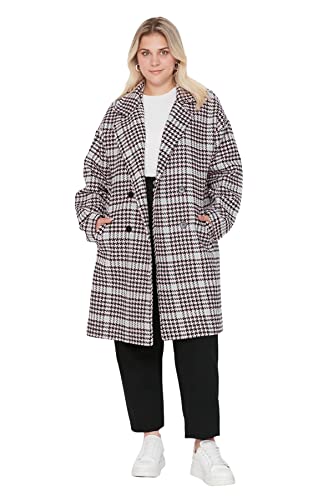 TRENDYOL Damen Trendyol Damen Gerade Lange Ärmel Plus Size Mantel in Plus Size Coat A-Linie Mantel, Rosa, 48 Große Größen von TRENDYOL