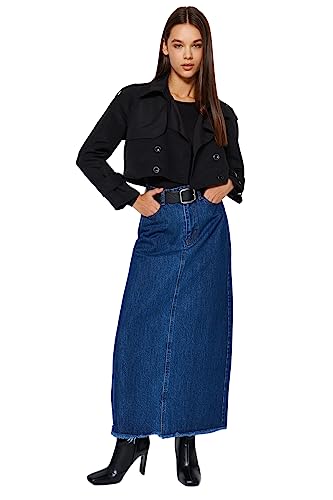 TRENDYOL Damen Trendyol Damen Gerade Maxi Stift Hijab-rock Skirt Western, Indigo, 38 von TRENDYOL