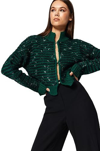 TRENDYOL Damen Trendyol Damen Gradient Lange Ärmel Regulär Strickjacke Cardigan Sweater Casual, Grün, M von TRENDYOL