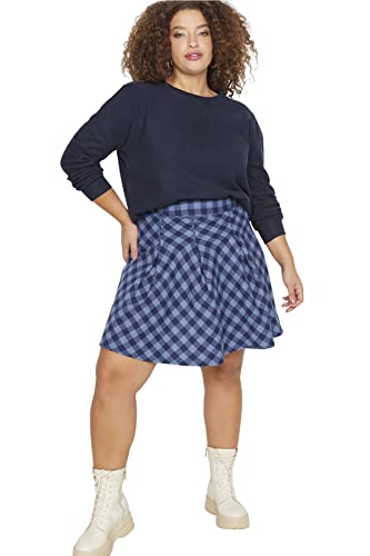 TRENDYOL Damen Trendyol Damen Große Größen Mini A-linie Plisseerock Webstoff Große Größen in Rock Scooter Skirt, Multi-color, 42 Große Größen EU von TRENDYOL