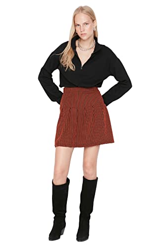 TRENDYOL Damen Trendyol Damen Mini A-linie Skater Gestrickt Rock Skirt, Braun, M EU von TRENDYOL