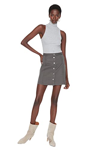 TRENDYOL Damen Trendyol Damen Mini Bleistiftrock A-linie Webstoff Rock Skirt Grün Rock, Gray, 36 von TRENDYOL