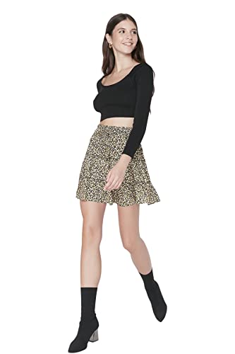 TRENDYOL Damen Trendyol Damen Mini Smock-kleid Skater Webstoffürock Skirt, Gelb, 34 EU von TRENDYOL