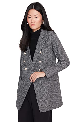 TRENDYOL Damen Trendyol Damen Modest Blazer Blazer Herringbone Webstoff Jacke Coat, Grau, 42 EU von TRENDYOL