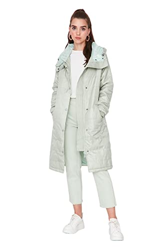 TRENDYOL Damen Trendyol Damen Modest Regular Puffer Plain Webstoff Winterjacke Coat, Mint, 40 EU von TRENDYOL