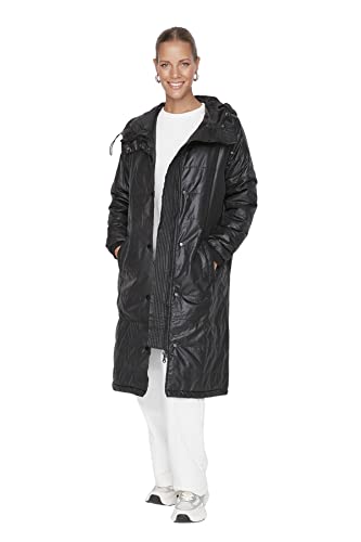 TRENDYOL Damen Trendyol Damen Modest Regular Puffer Plain Webstoff Winterjacke Coat, Schwarz, 38 EU von TRENDYOL