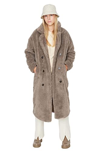 TRENDYOL Damen Trendyol Damen Oversize Parkas Plain Webstoff Mantel Coat, Hellbraun, 38 EU von TRENDYOL