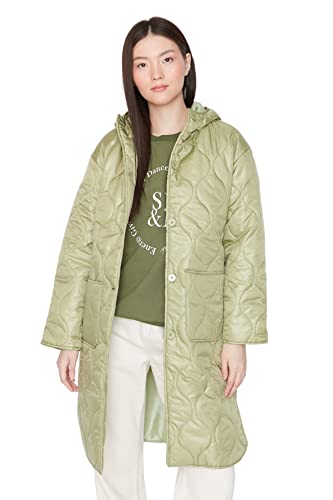 TRENDYOL Damen Trendyol Damen Oversize Parkas Plain Webstoff Winterjacke Coat, Helles Khaki, L EU von TRENDYOL