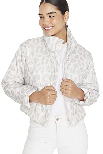 TRENDYOL Damen Trendyol Damen Oversize Puffer Animal Print Webstoff Winterjacke Coat, Grau-mehrfarbig, M EU von TRENDYOL
