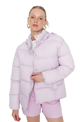 TRENDYOL Damen Trendyol Damen Oversize Puffer Plain Webstoff Winterjacke Coat, Lila, L EU von TRENDYOL