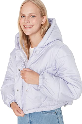 TRENDYOL Damen Trendyol Damen Oversize Puffer Plain Webstoff Winterjacke Coat, Lila, S EU von TRENDYOL
