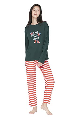 TRENDYOL Damen Trendyol Damen Pyjama-set, Gemustert, Gestrickt Pyjamaset, Mehrfarbig, S EU von TRENDYOL