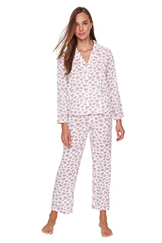 TRENDYOL Damen Trendyol Damen Pyjama-set mit Herzmuster, Gewebt Pyjamaset, Mehrfarbig, 38 EU von TRENDYOL