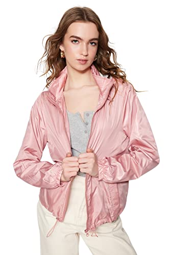 TRENDYOL Damen Trendyol Damen Regular Basic Plain Webstoff Winterjacke Coat, Puder, L EU von TRENDYOL
