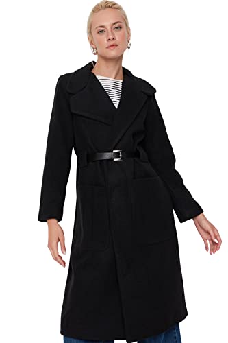 TRENDYOL Damen Trendyol Damen Regular Parkas Plain Trikot Mantel Coat, Schwarz, 34 EU von TRENDYOL