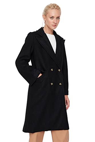 TRENDYOL Damen Trendyol Damen Regular Parkas Plain Webstoff Mantel Coat, Schwarz, 34 EU von TRENDYOL