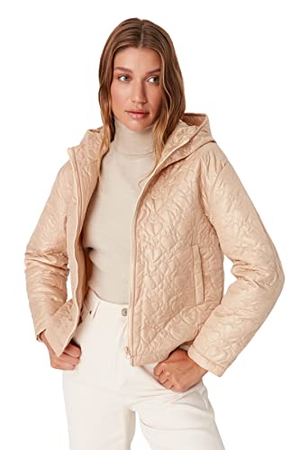 TRENDYOL Damen Trendyol Damen Regular Puffer Plain Webstoff Winterjacke Coat, Beige, L EU von TRENDYOL