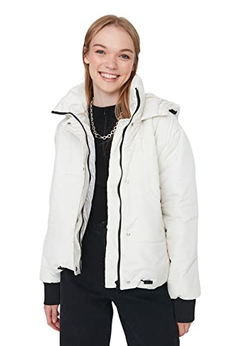 TRENDYOL Damen Trendyol Damen Regular Puffer Plain Webstoff Winterjacke Coat, Grau, S EU von TRENDYOL