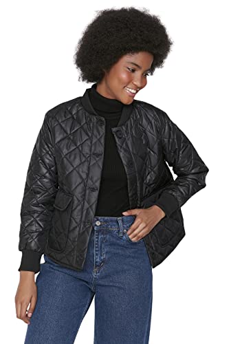 TRENDYOL Damen Trendyol Damen Regular Puffer Plain Webstoff Winterjacke Coat, Schwarz, S EU von TRENDYOL