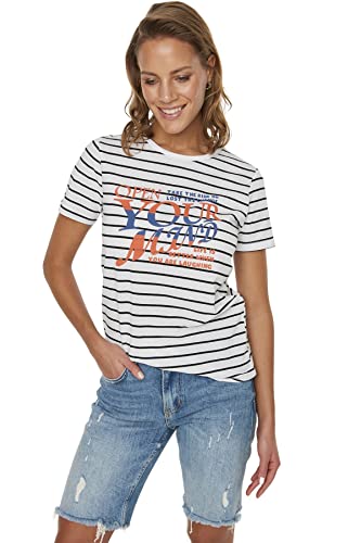 TRENDYOL Damen Trendyol Damen Regular Standard Rundhals Gewebtes T-shirt Hemd, Weiß, S EU von TRENDYOL