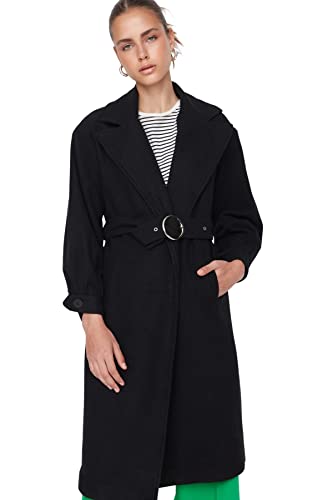 TRENDYOL Damen Trendyol Damen Regular Zweireihig Plain Webstoff Mantel Coat, Schwarz, 38 EU von TRENDYOL