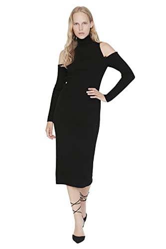 TRENDYOL Damen Trendyol Damen Strickwaren, Einfarbig, Zweiteilig Aufeinander abgestimmtes Outfit, Schwarz, 36 EU von TRENDYOL