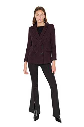 TRENDYOL Damen Trendyol Dames Regular dubbele rij effen geweven blazer Coat, Bordeaux, 36 EU von TRENDYOL