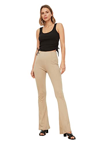 TRENDYOL Damen Trendyol Hacivert Flaschung Gestrickte N Pants Palazzo, Nerz, M von TRENDYOL