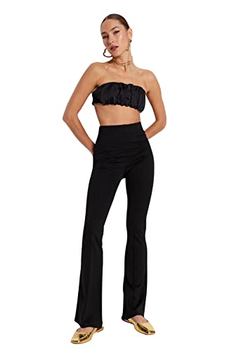 TRENDYOL Damen Trendyol Hacivert Flaschung Gestrickte N Pants Palazzo, Schwarz, XXL TRENDYOL Damen Trendyol Hacivert Flaschung Gestrickte N Pants Palazzo, Schwarz, XXL von TRENDYOL