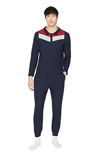 TRENDYOL Damen Trendyol Herren Colorblock Dick Gestrickt Pulli-hose Pyjama Pajama Set, Marineblau, L EU von TRENDYOL