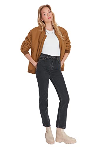 TRENDYOL Damen Trendyol Herren Hoher Bund Bootcut & Flared Jeans, Anthrazit, 40 EU von TRENDYOL