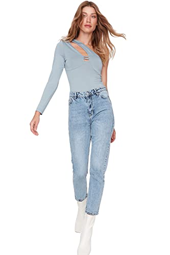 TRENDYOL Damen Trendyol Herren Hoher Bund Bootcut & Flared Jeans, Blau, 36 EU von TRENDYOL