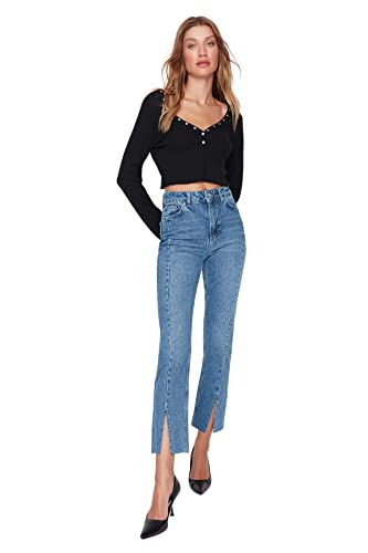 TRENDYOL Damen Trendyol Herren Hoher Bund Bootcut & Flared Jeans, Blau, 36 EU von TRENDYOL