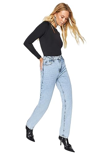 TRENDYOL Damen Trendyol Herren Hoher Bund Bootcut & Flared Jeans, Blau, 38 EU von TRENDYOL