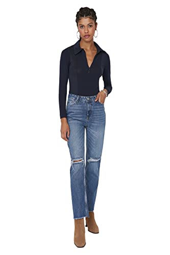 TRENDYOL Damen Trendyol Herren Hoher Bund Bootcut & Flared Jeans, Blau, 38 EU von TRENDYOL