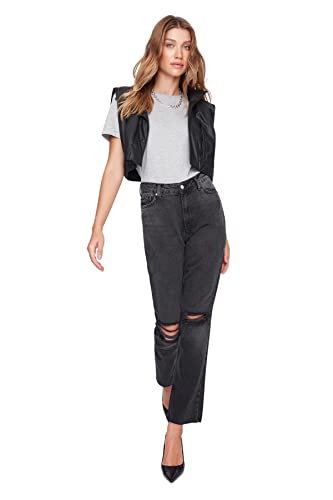 TRENDYOL Damen Trendyol Herren Hoher Bund Bootcut & Flared Jeans, Schwarz, 34 EU von TRENDYOL