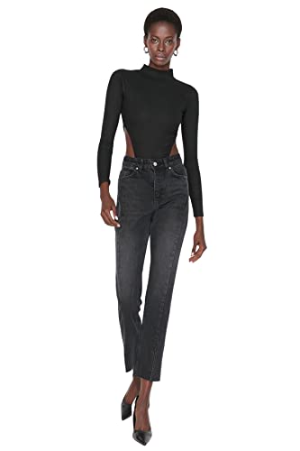 TRENDYOL Damen Trendyol Herren Hoher Bund Bootcut & Flared Jeans, Schwarz, 38 EU von TRENDYOL