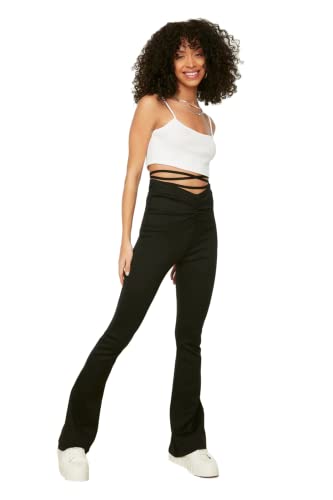 TRENDYOL Damen Trendyol Herren Hoher Bund Flared Hose Pants, Schwarz, S EU von TRENDYOL